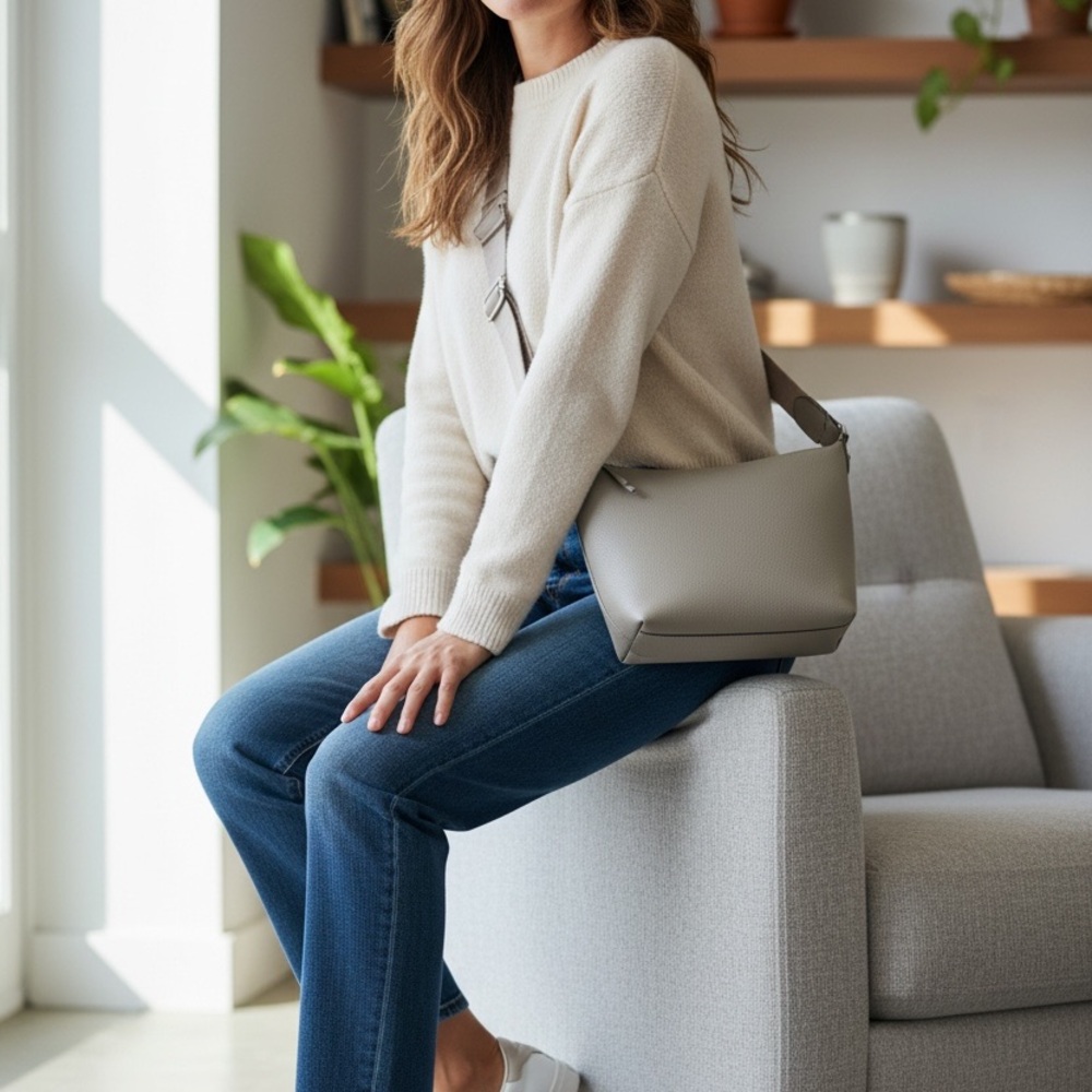 Tory Burch Taupe Leather Shoulder Bag